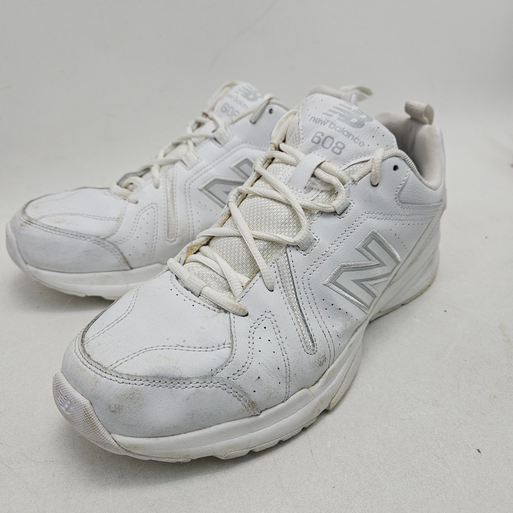 New Balance 608 Mens 11.5 White Leather Training Shoes MX608AW5 Low Top Sneakers